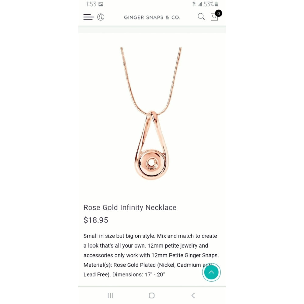 Ginger Snaps ❤ rose gold necklace w/4 snaps